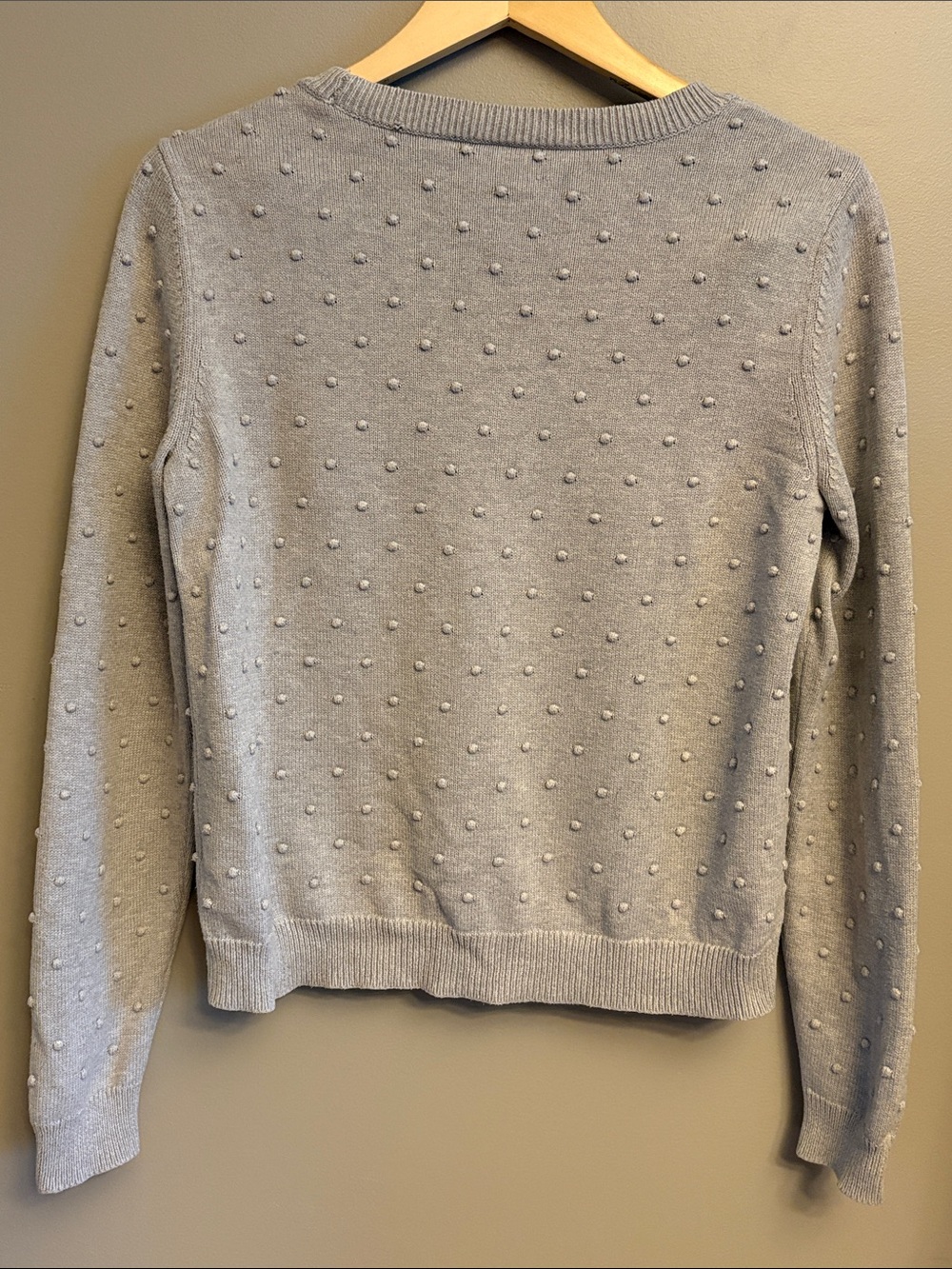 Lord & Taylor Light Gray Pom-Pom Crewneck Sweater - Picture 9 of 12